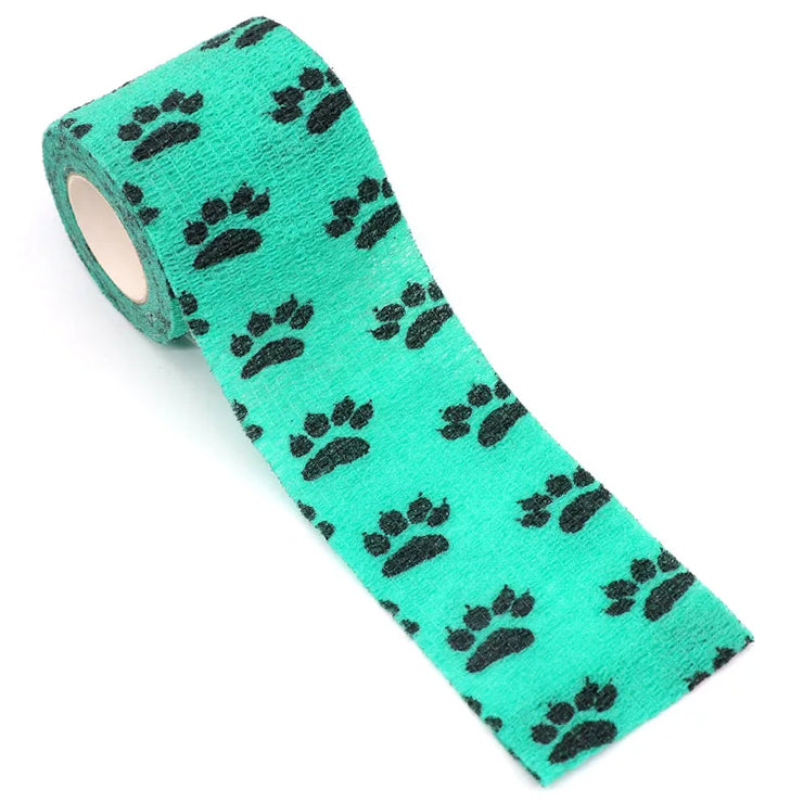 Eco-friendly pet paw wrap with paw print design, biodegradable material, 6-pack.