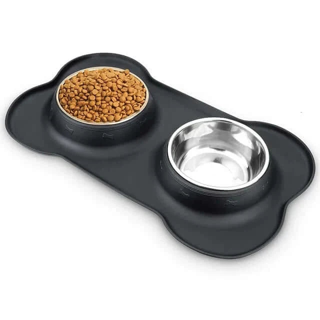 Anti-slip Mat Durable Stainless Steel Water Food Feeder Bowls For Pets