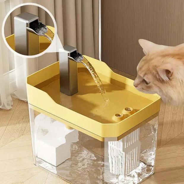 Automatic cat water fountain with advanced filtration and eco-friendly design.