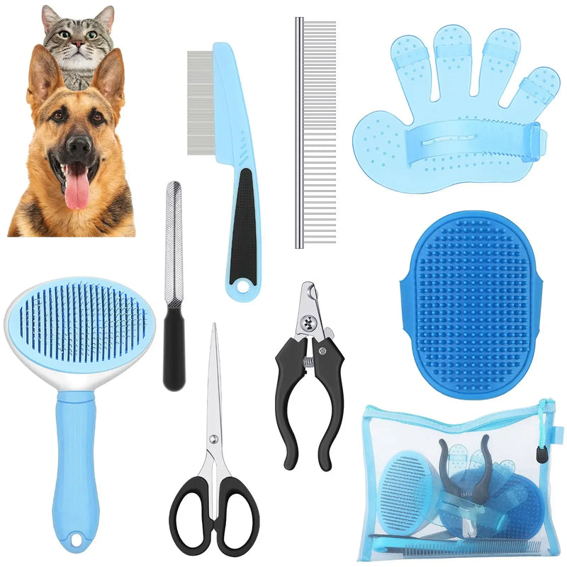 Load image into Gallery viewer, Wood &amp; Stainless Steel Pet Grooming Kit
