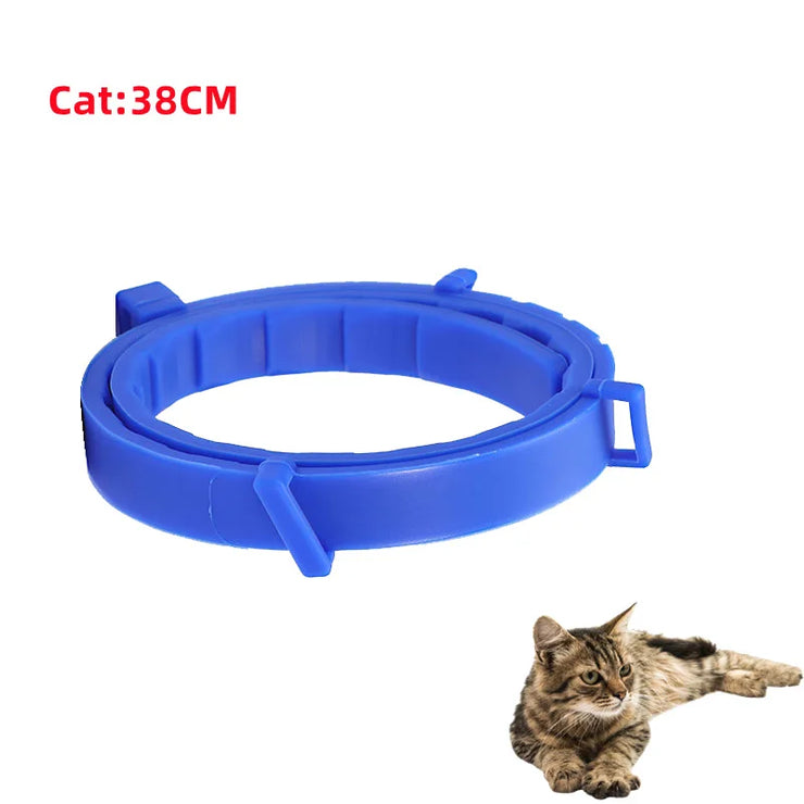 Blue FleaGuard Retractable Pet Collar for cats, 38cm size.