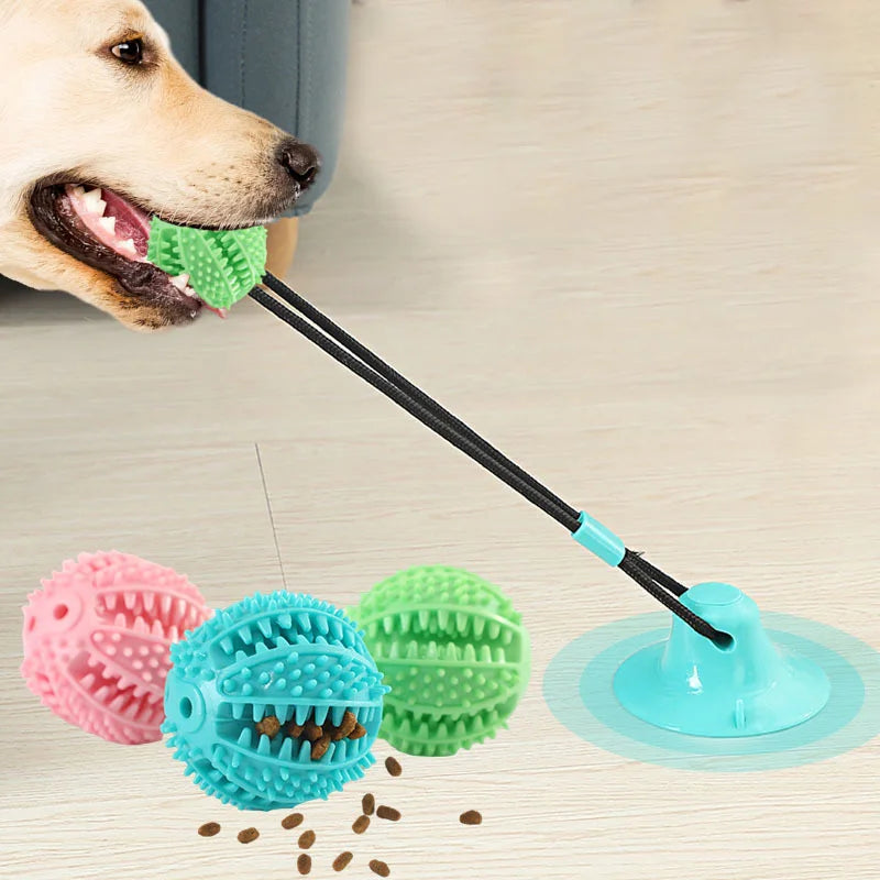 Load image into Gallery viewer, Interactive Suction Cup Dog Toy with Sound and Treat Dispensing - Durable Rubber Ball for Training and Tug-of-War Fun
