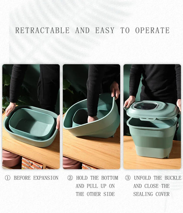 FlexiStore food storage container, foldable, insect-proof, easy operation.