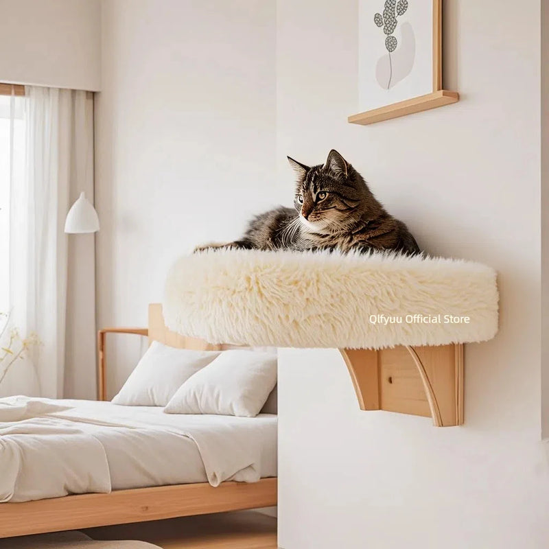 Load image into Gallery viewer, Wall Mounted Wooden Cat Space Bed
