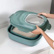 Insect-proof foldable FlexiStore pet food container on kitchen counter.