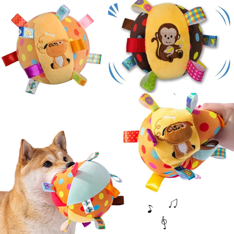 Load image into Gallery viewer, Interactive Ball Dog Toy for Aggressive Chewers Training Decompress Bite Resistant Plush Handle Dog Toys with Bells Pet Supplies
