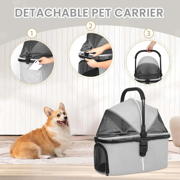 Foldable Pet Stroller & Carrier for Small/Medium Dogs & Cats