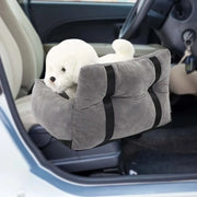 Pet Car Booster Seat Traveling Dog Cat Carrier Accessory Removable Anti Slip Bottom Washable Gray Adjustable Strap