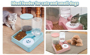 2-in-1 automatic cat feeder and water dispenser with tilted design for easy pet access.