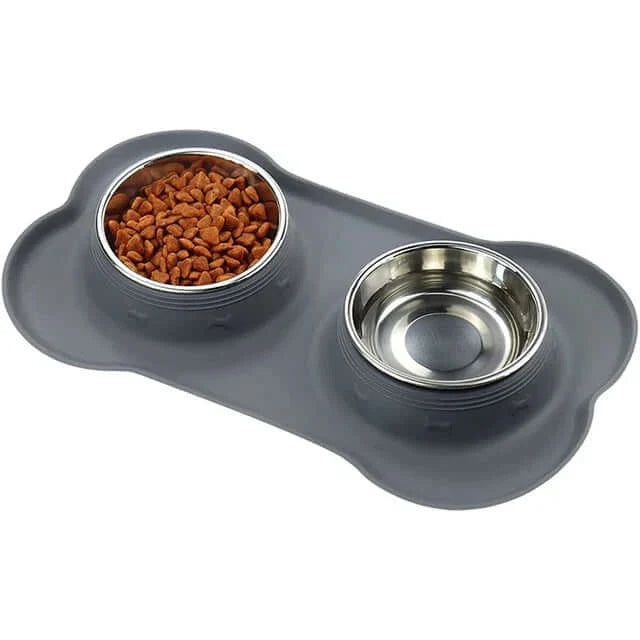 Anti-slip Mat Durable Stainless Steel Water Food Feeder Bowls For Pets