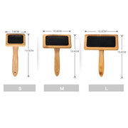 Eco-Friendly Bamboo Pet Grooming Brush in three sizes (S, M, L) with sustainable bamboo handles.