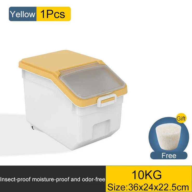 FlexiStore insect-proof foldable pet food storage container, yellow, 10KG size with free scoop.