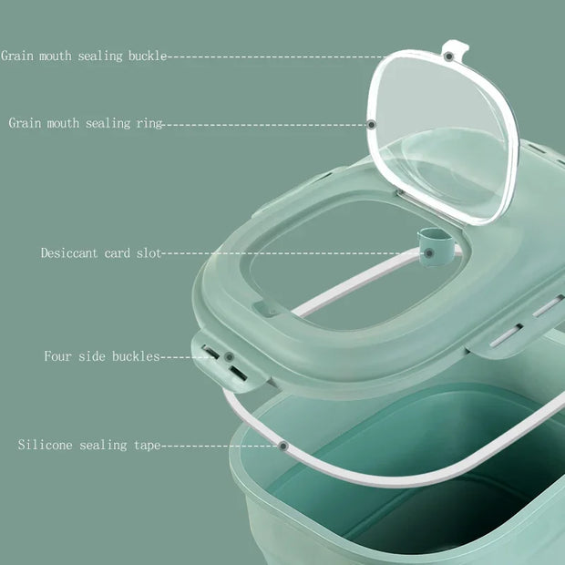 FlexiStore foldable insect-proof pet food storage container with airtight seal and large capacity options.