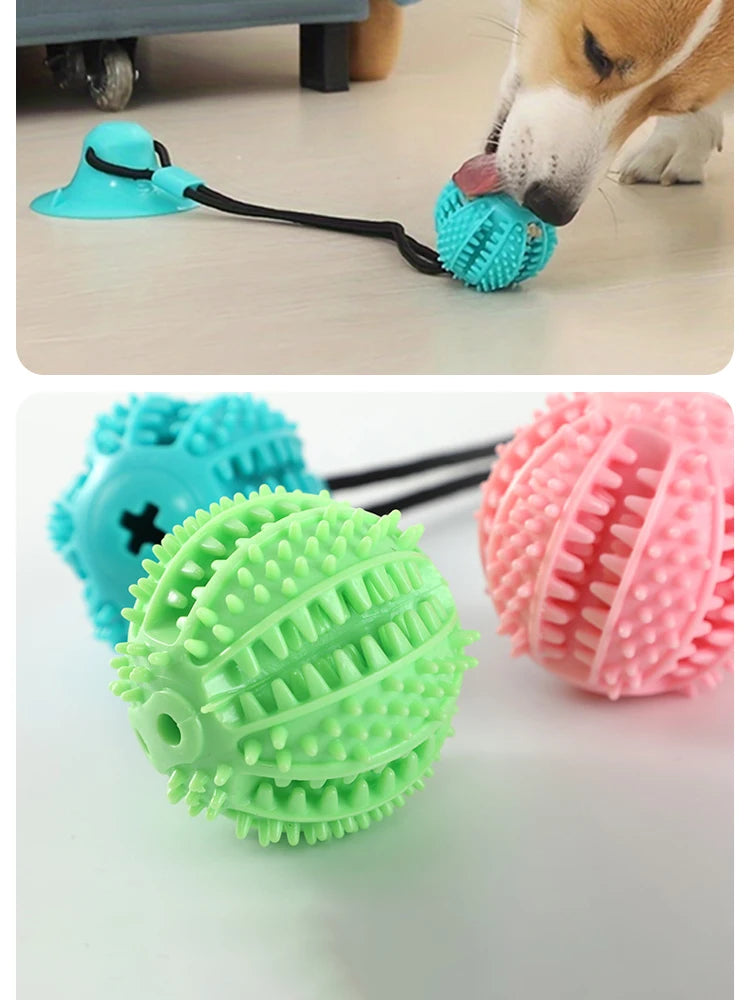 Load image into Gallery viewer, Interactive Suction Cup Dog Toy with Sound and Treat Dispensing - Durable Rubber Ball for Training and Tug-of-War Fun
