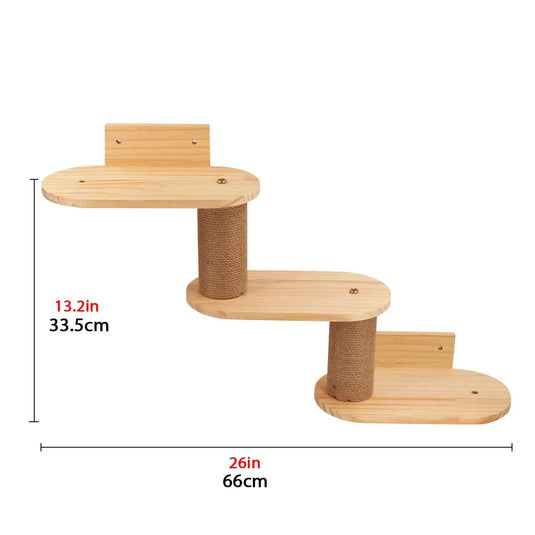 Wooden Wall-Mounted Cat Climbing Shelves & Hammock