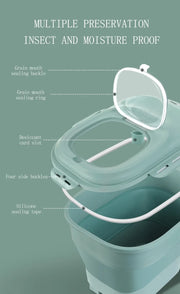 FlexiStore insect-proof foldable pet food storage container with silicone seal and large capacity options.