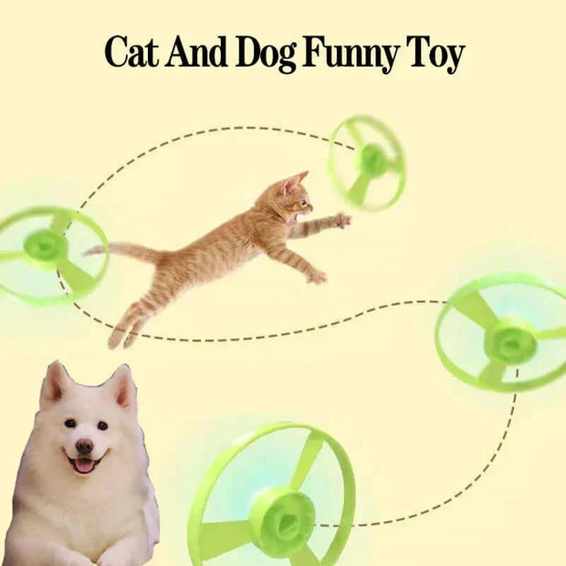 1 set cat toy interactive pet play training launcher 15pcs flying disc