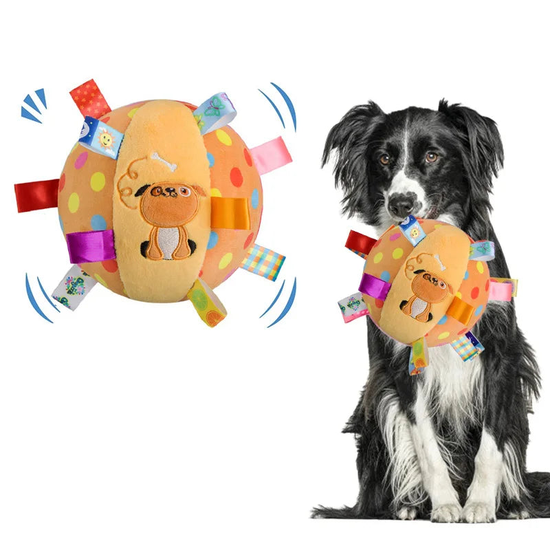 Load image into Gallery viewer, Interactive Ball Dog Toy for Aggressive Chewers Training Decompress Bite Resistant Plush Handle Dog Toys with Bells Pet Supplies

