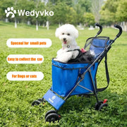 Ultimate 4-Wheel Waterproof Pet Stroller: Foldable, Comfy Travel for Dogs & Cats!