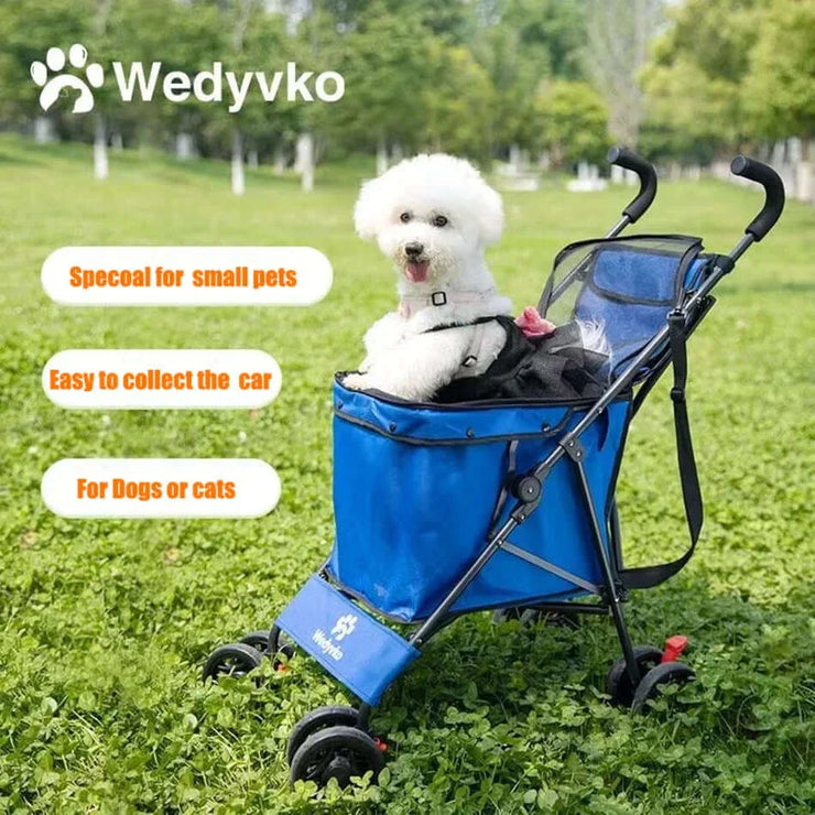 Ultimate 4-Wheel Waterproof Pet Stroller: Foldable, Comfy Travel for Dogs & Cats!