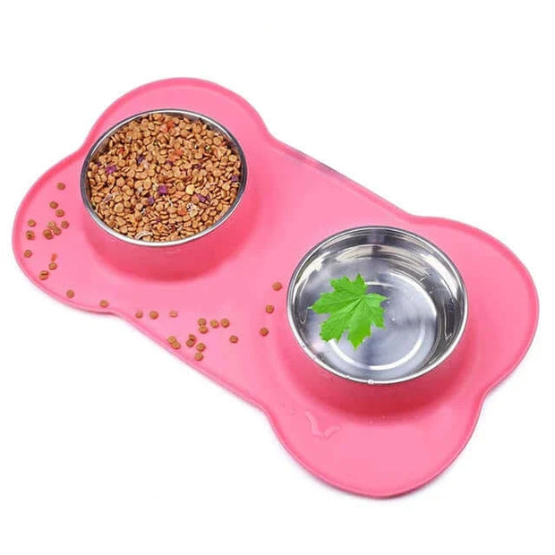 Anti-slip Mat Durable Stainless Steel Water Food Feeder Bowls For Pets