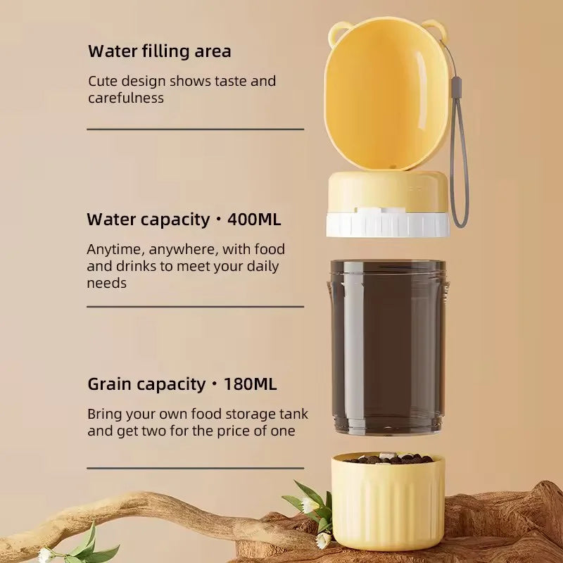 Load image into Gallery viewer, Portable 2 - in - 1 Dog Water Bottle with Food and Water Container Pet Feeder Bowl for Outdoor Travel Dog Drinking Bowls
