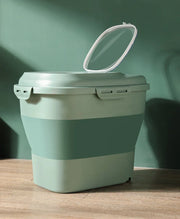 FlexiStore insect-proof foldable pet food storage container in green.