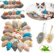 Catnip-Infused Rattle Mouse Toy Set for Cats with Faux Fur and Built-In Rattle