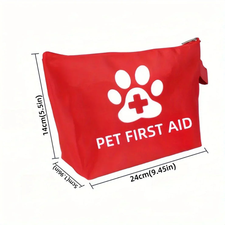 Reflective pet emergency travel kit, waterproof first aid pouch for dogs and cats.