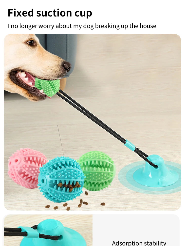 Load image into Gallery viewer, Interactive Suction Cup Dog Toy with Sound and Treat Dispensing - Durable Rubber Ball for Training and Tug-of-War Fun
