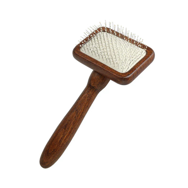 Customizable Luxury Pet Dematting Comb with wooden handle and metal bristles, ideal for grooming cats and dogs.