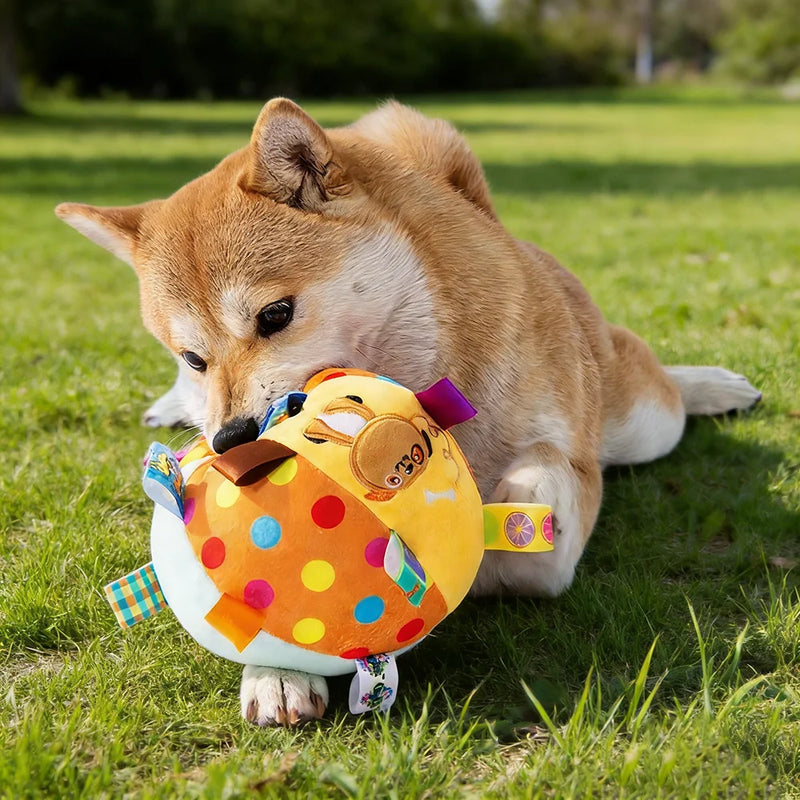 Load image into Gallery viewer, Interactive Ball Dog Toy for Aggressive Chewers Training Decompress Bite Resistant Plush Handle Dog Toys with Bells Pet Supplies
