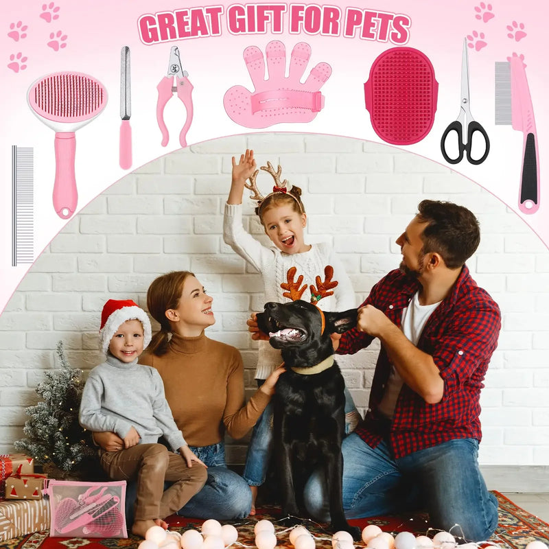Load image into Gallery viewer, Wood &amp; Stainless Steel Pet Grooming Kit
