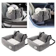 Pet Car Booster Seat Traveling Dog Cat Carrier Accessory Removable Anti Slip Bottom Washable Gray Adjustable Strap