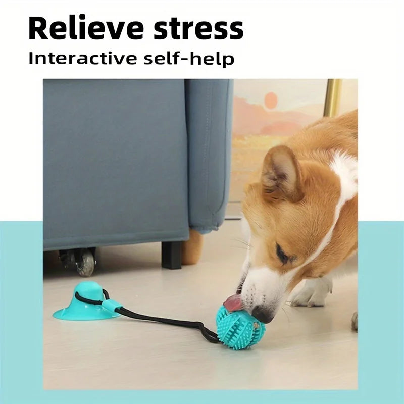 Load image into Gallery viewer, Interactive Suction Cup Dog Toy with Sound and Treat Dispensing - Durable Rubber Ball for Training and Tug-of-War Fun
