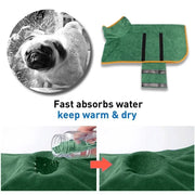 Quick-Dry Pet Bathrobe made from Microfiber, ultra-absorbent and ideal for dogs and cats, keeps pets warm and dry.