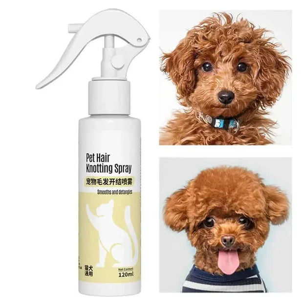 Dog Detangling Spray 120ml, specialized grooming product for smooth, shiny, tangle-free pet fur.