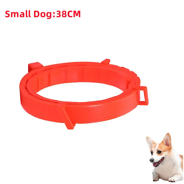 FleaGuard Retractable Pet Collar in red for small dogs 38CM, effective and adjustable flea protection.