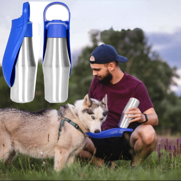 Large Dog Water Bottle Stainless Steel Outdoor Portable Dog Water Bowl