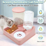 2-in-1 automatic cat feeder and water dispenser with tilted design, easy access for pets, durable and safe, automatic refill feature.