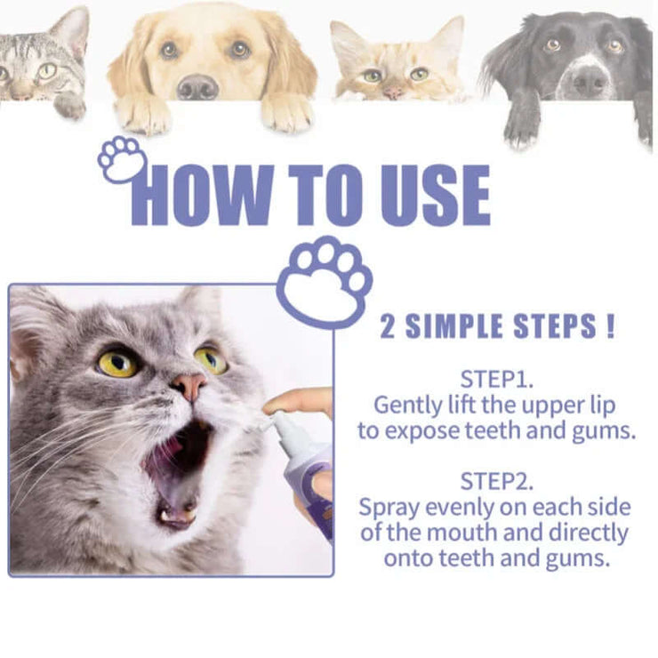 Dog Teeth Cleaning Spray Oral Care Cats Mouth Fresh Remove Tooth Stains Puppy Tartar Removal Deodorant Pet Oral Cleanse Spray