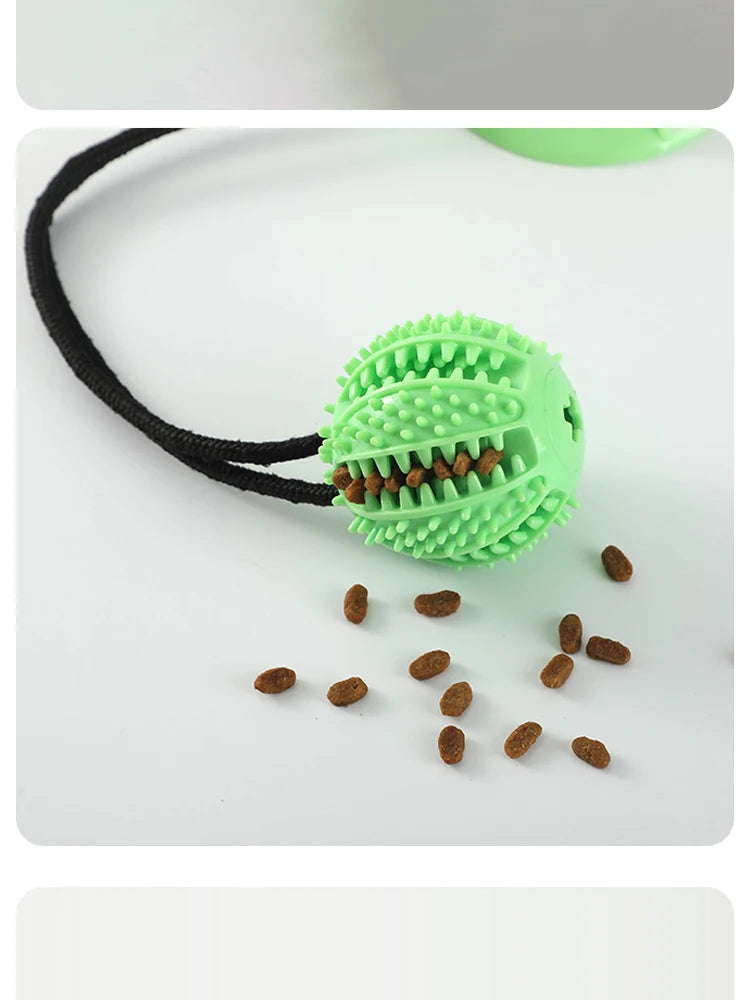 Load image into Gallery viewer, Interactive Suction Cup Dog Toy with Sound and Treat Dispensing - Durable Rubber Ball for Training and Tug-of-War Fun
