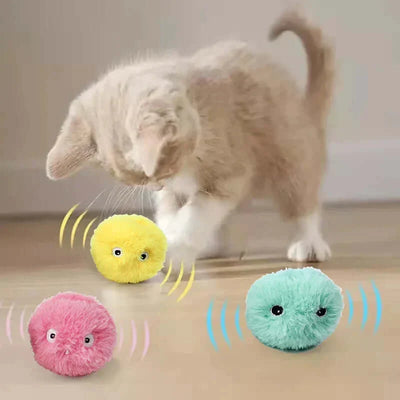 fluffy interactive balls for cats playing on floor