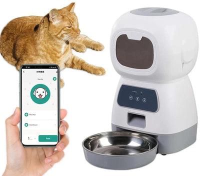 WiFi Smart 3.5L Automatic Pet Feeder with smartphone control and slow feed mode.