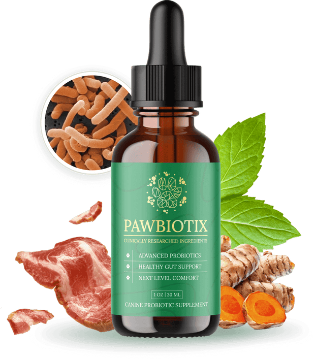 Probiotics for pets bottle with natural ingredients for healthy gut and immune support.